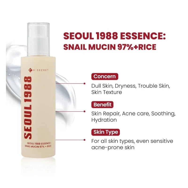 KSECRET - SEOUL 1988 Essence : Snail Mucin 97% + Rice [100ml]